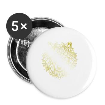 Wolf Mandala gold - Buttons groß 56 mm (5er Pack) - Weiß - Vorne