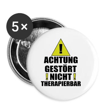 Achtung Gestört Nicht therapierbar - Buttons groß 56 mm (5er Pack) - Weiß - Vorne