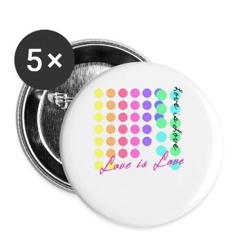 love is love,LGBT,Rainbow,colorful,Dots - Buttons large 2.2''/56 mm (5-pack) - white - Front