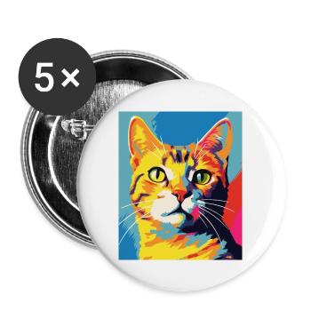 Tenue de chat chat à poil court pour les amoureux des chats - Lot de 5 grands badges (56 mm) - blanc - Devant