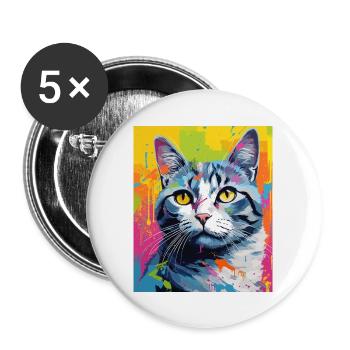 Tenue de chat chat à poil court pour les amoureux des chats - Lot de 5 grands badges (56 mm) - blanc - Devant