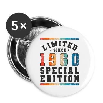 Limited Edition since 1960 Geburtstag Geschenk - Buttons groß 56 mm (5er Pack) - Weiß - Vorne