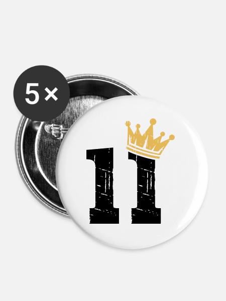 11 Corona 11 ° compleanno 11 anni - Confezione da 5 spille grandi (56 mm) - bianco