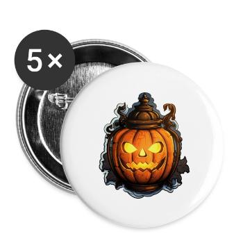 Halloween Kürbislaterne2 - Buttons groß 56 mm (5er Pack) - Weiß - Vorne