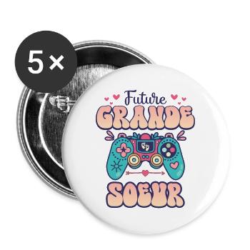 Annonce Bébé Surprise 2024 Future Grande Soeur - Lot de 5 grands badges (56 mm) - blanc - Devant