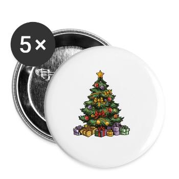 Christmas Tree Xmas Christmas - Buttons large 2.2''/56 mm (5-pack) - white - Front