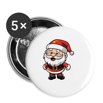 Weihnachtsmann Comic - Buttons groß 56 mm (5er Pack) - Weiß - Vorne