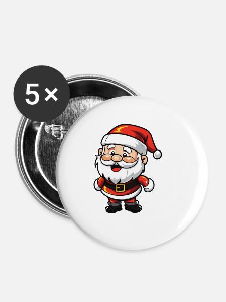Weihnachtsmann Comic - Buttons groß 56 mm (5er Pack) - Weiß