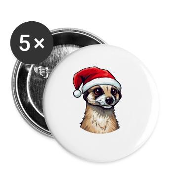 Meerkat Christmas Animal Head - Buttons large 2.2''/56 mm (5-pack) - white - Front
