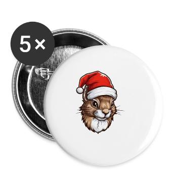 Squirrel Christmas Animal Head - Buttons large 2.2''/56 mm (5-pack) - white - Front