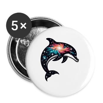 Dolphin Space Galaxy Universe - Buttons large 2.2''/56 mm (5-pack) - white - Front