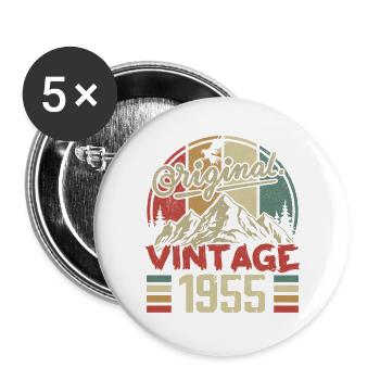 Vintage 1955 Retro Birthday Gift Born In 1955 - Buttons large 2.2''/56 mm (5-pack) - white - Front