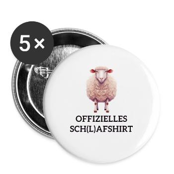 Schlafschatz Schaf - Buttons groß 56 mm (5er Pack) - Weiß - Vorne