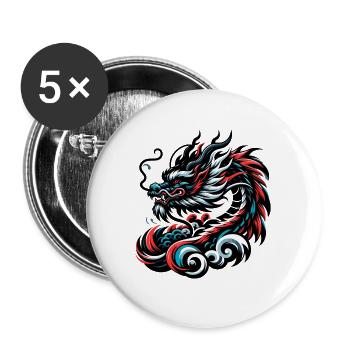 Colorful Chinese Dragon Artwork Essentials - Buttons large 2.2''/56 mm (5-pack) - white - Front