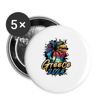 Greece 2024 Palm Trees Multicolored - Buttons large 2.2''/56 mm (5-pack) - white - Front