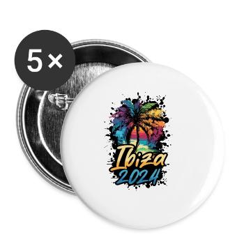 Ibiza 2024 Palm Trees Multicolored - Buttons large 2.2''/56 mm (5-pack) - white - Front