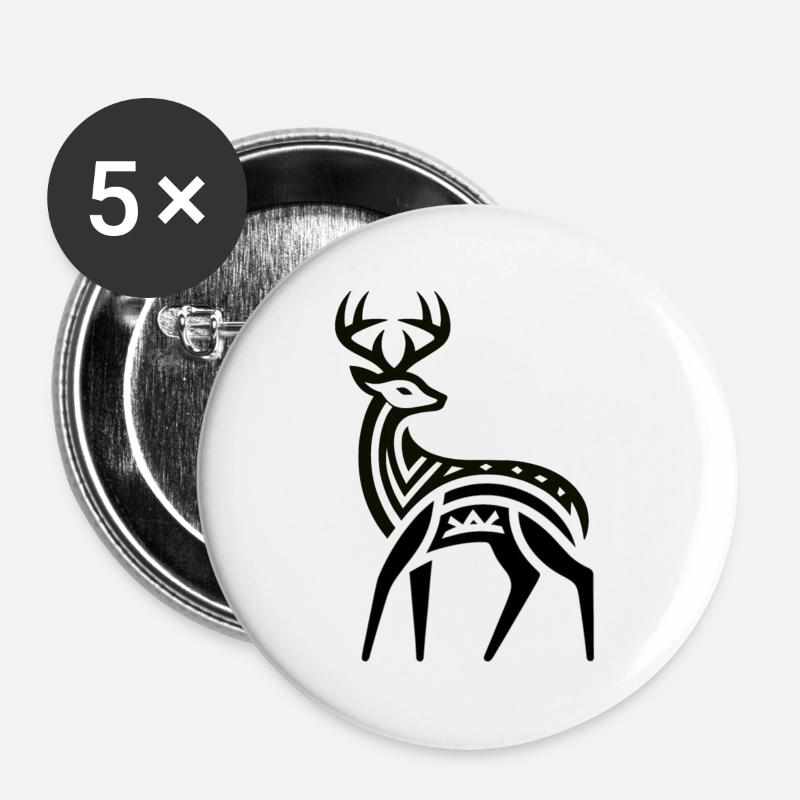 Deer Native American Zodiac - Buttons large 2.2''/56 mm (5-pack) - white