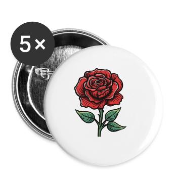 Amour de fleur de rose - Lot de 5 grands badges (56 mm) - blanc - Devant