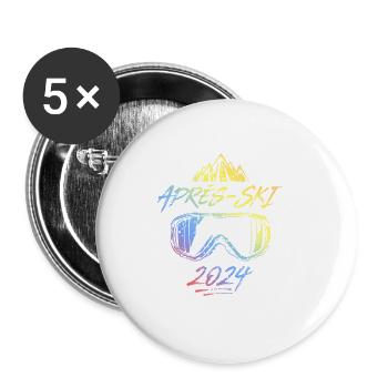 Apres Ski Spruch 2024 Bunt - Buttons groß 56 mm (5er Pack) - Weiß - Vorne