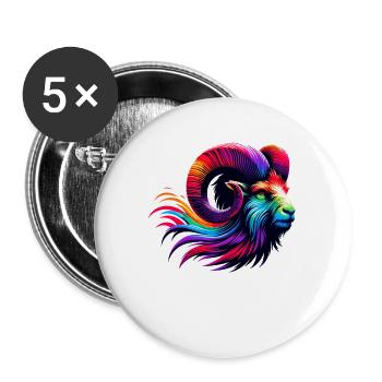 Widder Sternzeichen Lebendiges Regenbogen-Design - Buttons groß 56 mm (5er Pack) - Weiß - Vorne