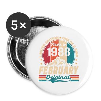 Cadeau 36e Anniversaire Vintage Né En Février 1988 - Lot de 5 grands badges (56 mm) - blanc - Devant