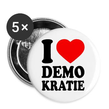 i love demokratie - Buttons groß 56 mm (5er Pack) - Weiß - Vorne