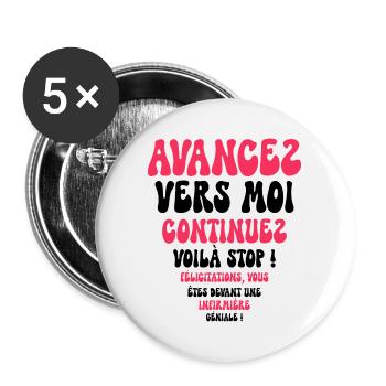 Humour Super Cadeau Pour Infirmière - Lot de 5 grands badges (56 mm) - blanc - Devant