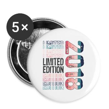 Limited Edition since 2018 Birthday Vintage 2018 - Buttons large 2.2''/56 mm (5-pack) - white - Front