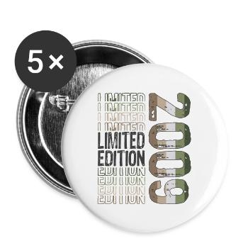 Edition limitée depuis 2009 Anniversaire Millésime 2009 - Lot de 5 grands badges (56 mm) - blanc - Devant