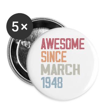1948 Mars Naissance Anniversaire Mars 1948 Cadeau - Lot de 5 grands badges (56 mm) - blanc - Devant