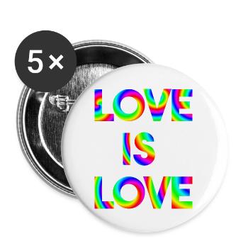 Love is love LGBTQ Geschenkidee Regenbogen bunt - Buttons groß 56 mm (5er Pack) - Weiß - Vorne