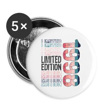 Edition limitée depuis 1998 Anniversaire Millésime 1998 - Lot de 5 grands badges (56 mm) - blanc - Devant