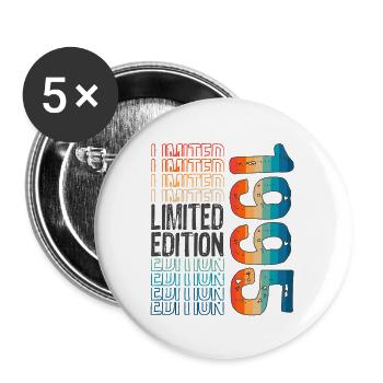 Limited Edition seit 1995 Geburtstag Vintage 1995 - Buttons groß 56 mm (5er Pack) - Weiß - Vorne