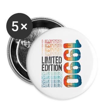 Edition limitée depuis 1990 Anniversaire Millésime 1990 - Lot de 5 grands badges (56 mm) - blanc - Devant