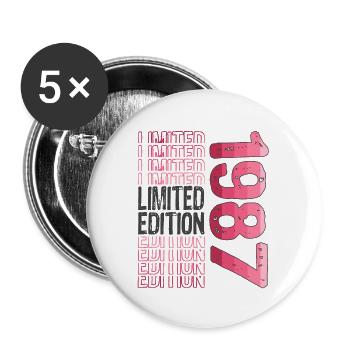 Limited Edition seit 1987 Geburtstag Vintage 1987 - Buttons groß 56 mm (5er Pack) - Weiß - Vorne