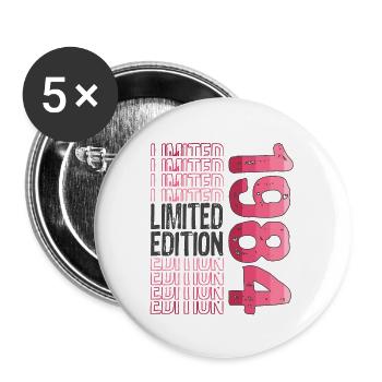 Edition limitée depuis 1984 Anniversaire Millésime 1984 - Lot de 5 grands badges (56 mm) - blanc - Devant