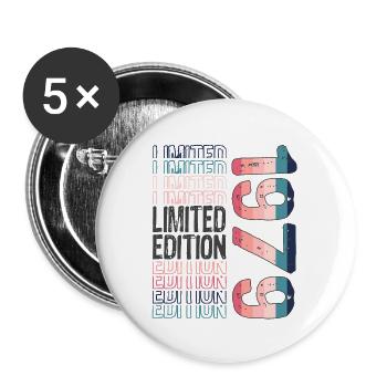 Limited Edition seit 1979 Geburtstag Vintage 1979 - Buttons groß 56 mm (5er Pack) - Weiß - Vorne