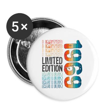 Edition limitée depuis 1969 Anniversaire Millésime 1969 - Lot de 5 grands badges (56 mm) - blanc - Devant