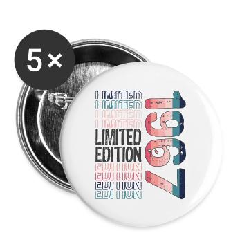 Edition limitée depuis 1967 Anniversaire Millésime 1967 - Lot de 5 grands badges (56 mm) - blanc - Devant