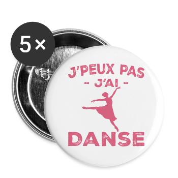 I Can't I Dance - Geschenk für Frauen - Buttons groß 56 mm (5er Pack) - Weiß - Vorne
