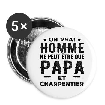 A Real Man Is Only Dad and Carpenter - Buttons large 2.2''/56 mm (5-pack) - white - Front