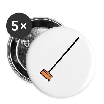 Broom, hand-drawn. Cleaning lady, garbage man - Buttons large 2.2''/56 mm (5-pack) - white - Front