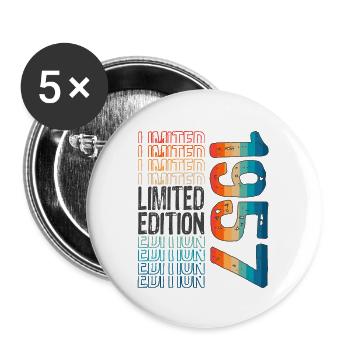 Edition limitée depuis 1957 Anniversaire Millésime 1957 - Lot de 5 grands badges (56 mm) - blanc - Devant