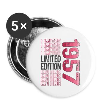 Edition limitée depuis 1957 Anniversaire Millésime 1957 - Lot de 5 grands badges (56 mm) - blanc - Devant