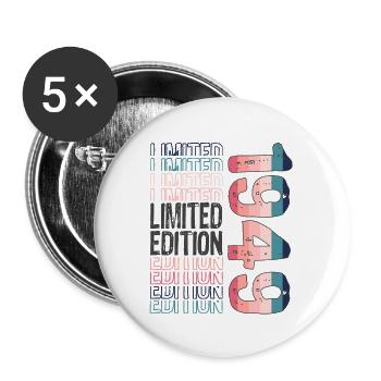Edition limitée depuis 1949 Anniversaire Millésime 1949 - Lot de 5 grands badges (56 mm) - blanc - Devant