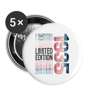 Edition limitée depuis 1935 Anniversaire Millésime 1935 - Lot de 5 grands badges (56 mm) - blanc - Devant