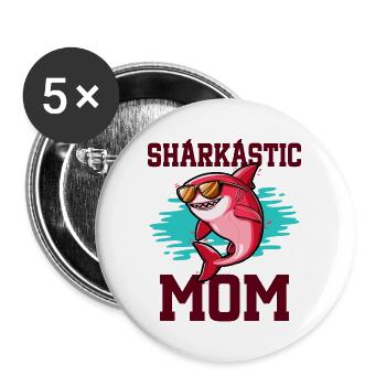 Sharkastic Mutter Hai Witz Sarkastische Mutter - Buttons groß 56 mm (5er Pack) - Weiß - Vorne