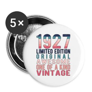 Edition limitée depuis 1927 Anniversaire Millésime 1927 - Lot de 5 grands badges (56 mm) - blanc - Devant