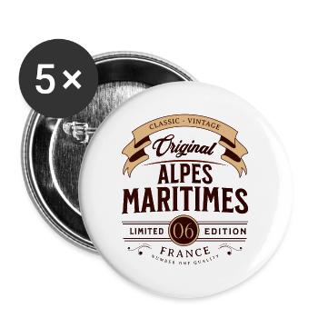 Vintage Alpes-Maritimes Département France - Lot de 5 grands badges (56 mm) - blanc - Devant