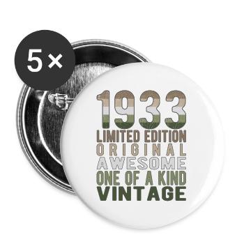 Edition limitée depuis 1933 Anniversaire Millésime 1933 - Lot de 5 grands badges (56 mm) - blanc - Devant
